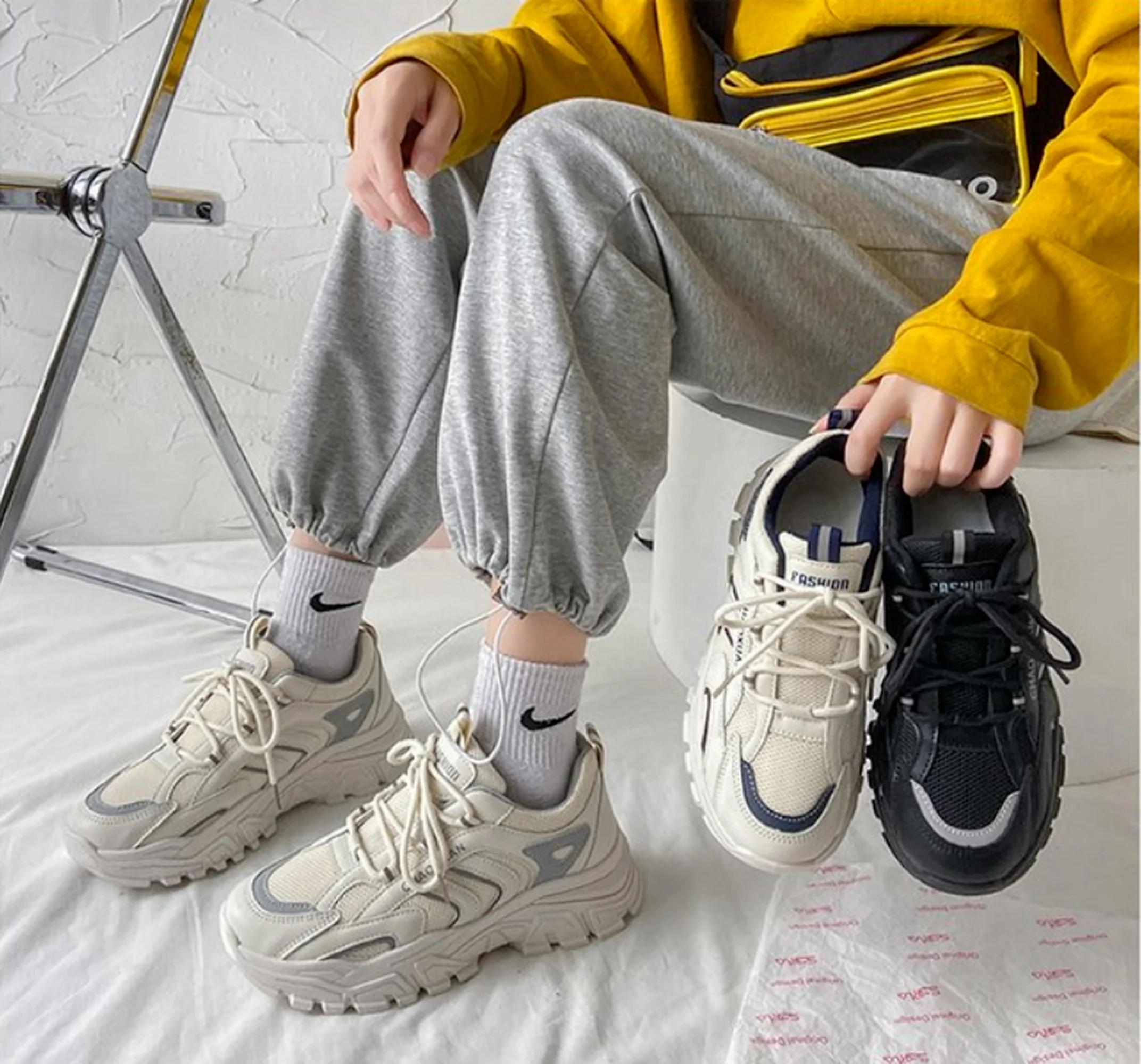 

Mesh Sneakers Female Students 2021 Autumn spring New Women's Shoes Korean Fashion Running White Shoe Breathable Tenis Feminino