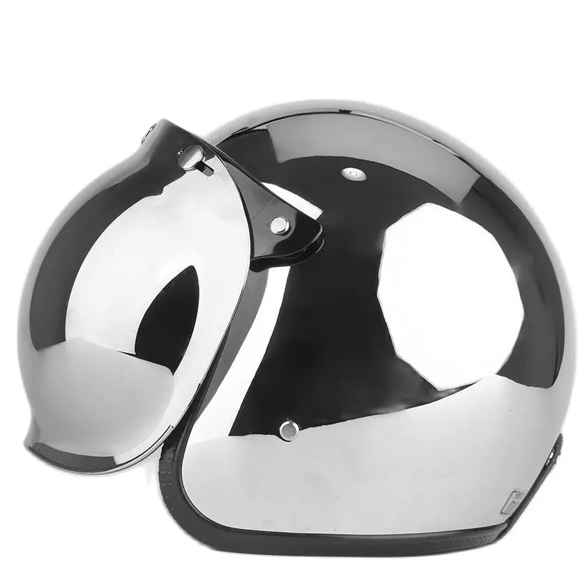 

Sliver Chrome Dot Approved Retro Motorcycle Helmet Casco 3/4 Open Face Helmet Cafe Racer Helmet Chopper Helmet Capacete Ce