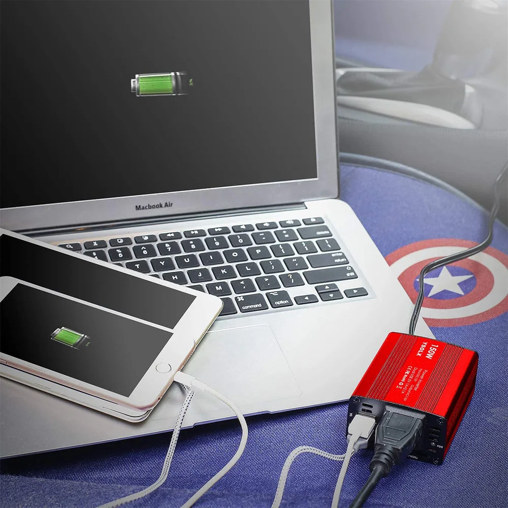 

Автомобильный Инвертор 150 Вт, преобразователь 12 В постоянного тока в 110 В переменного тока с двойным USB-портом А, автомобильное зарядное устройство, портативный инвертор, небольшой инвертор