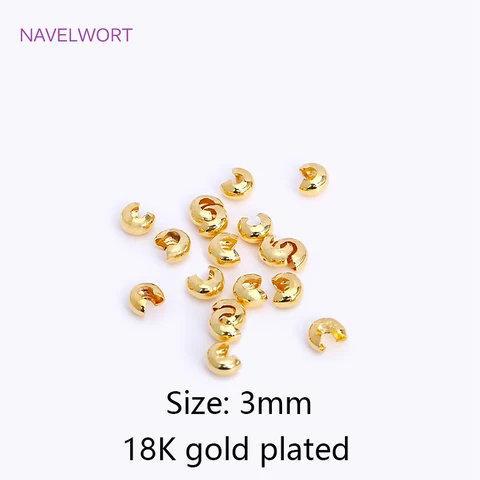 Открытые обжимные бусины NAVELWORT 18K позолоченные