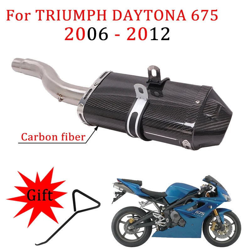 

Slip On For TRIUMPH DAYTONA 675 2006-2012 2011 2010 2009 12 Motorcycle Exhaust System Escape Moto Link Pipe Carbon Fiber Muffler