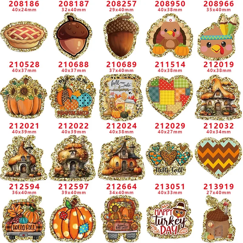 10 шт. блестящий акриловый шарм на День Благодарения плоская задняя часть