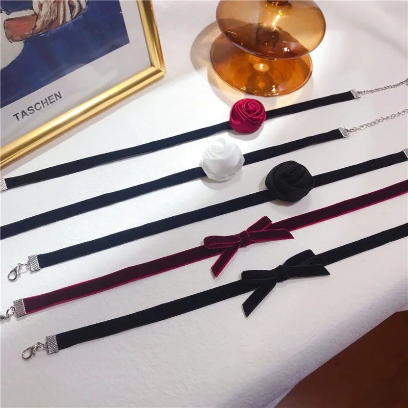 Колье с девчачьим сердцем колье розой женское черное ожерелье бантом красное