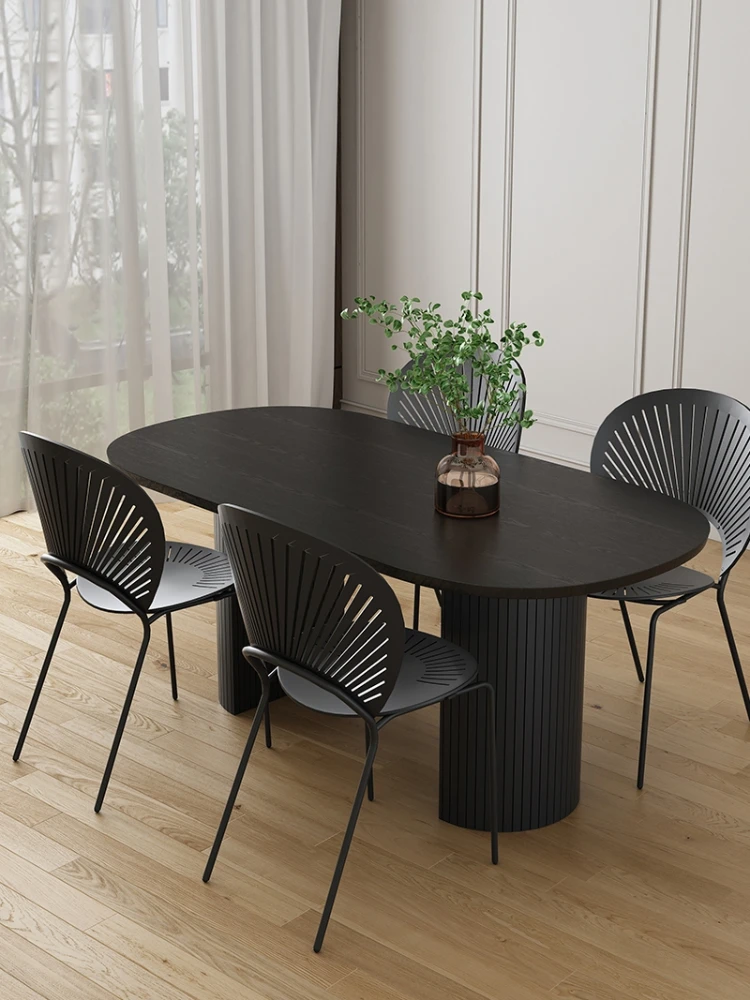 

Скандинавский черный обеденный стол из массива дерева светильник Роскошные столы и стулья, комбинация дизайна маленькой квартиры, мраморный обеденный стол ov