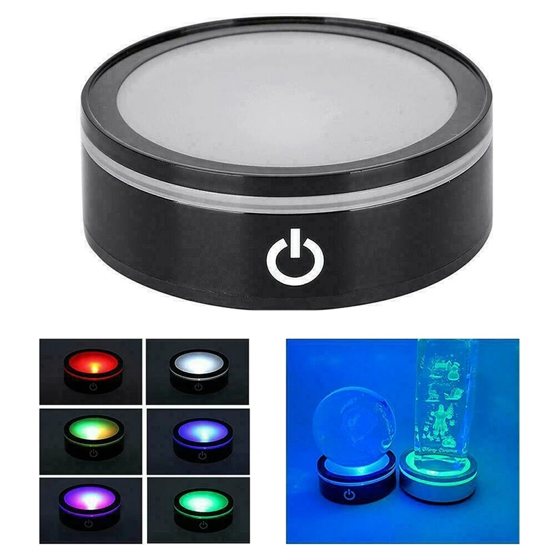 

LED Light Base With Sensitive Touch Switch Round Colorful Stand Display For 3D Laser-Engraved Crystal Glass Photo Frame