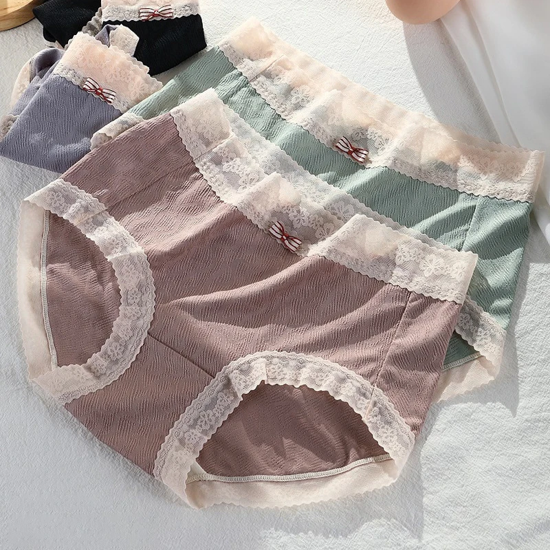 

Women's Plus Size Lace Underwear Soft Lingerie Panties for Woman Female Large Briefs Panty Sexy Transparent Underpant