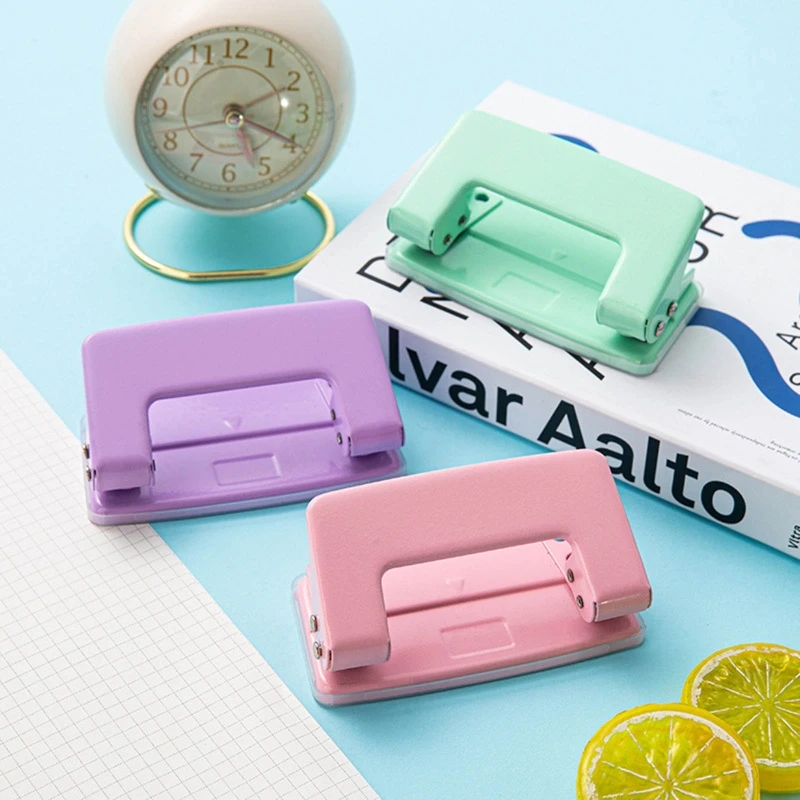 

2-Hole Puncher Round Hole Puncher Clear Chip Tray 10 Sheets Capacity for Punching Paper Photo Cardstock DIY Scrapbooking H8WD