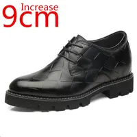 Men Inner Height Increasing Leather Shoes 10cm Increase Invisible Elevator Shoes Wedding Leather Shoes Men Checkered Groom Shoes