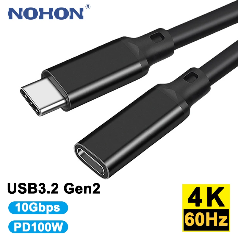 USB C 3.2 Gen2 10Gbps Extension Cable Type C to C PD 100W QC4.0 3.0 5A Fast Charging Cord For MacBook Pro 4k 60Hz Video Cable 5m