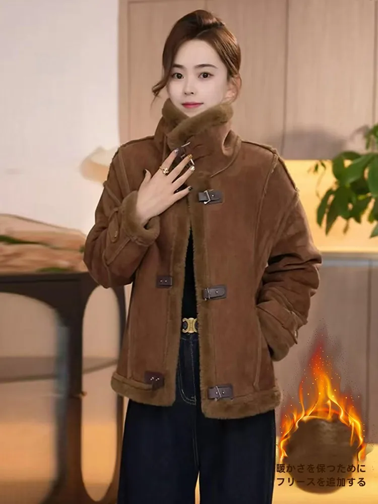 Меховая интегрированная берберская флисовая верхняя одежда для женщин осень и