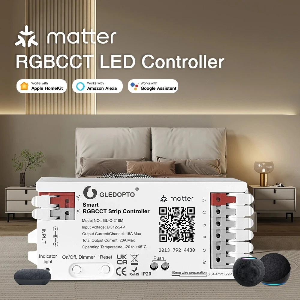 

МJJC GL-C-I-218M Matter RGBCCT контроллер LED лент 12/24В