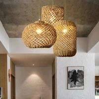2022 new trend Handmade Rattan Pendant Lamp Retro Decor Coffee Tables Hanging Lamp Designer Vintage Light Fixtures For Celling