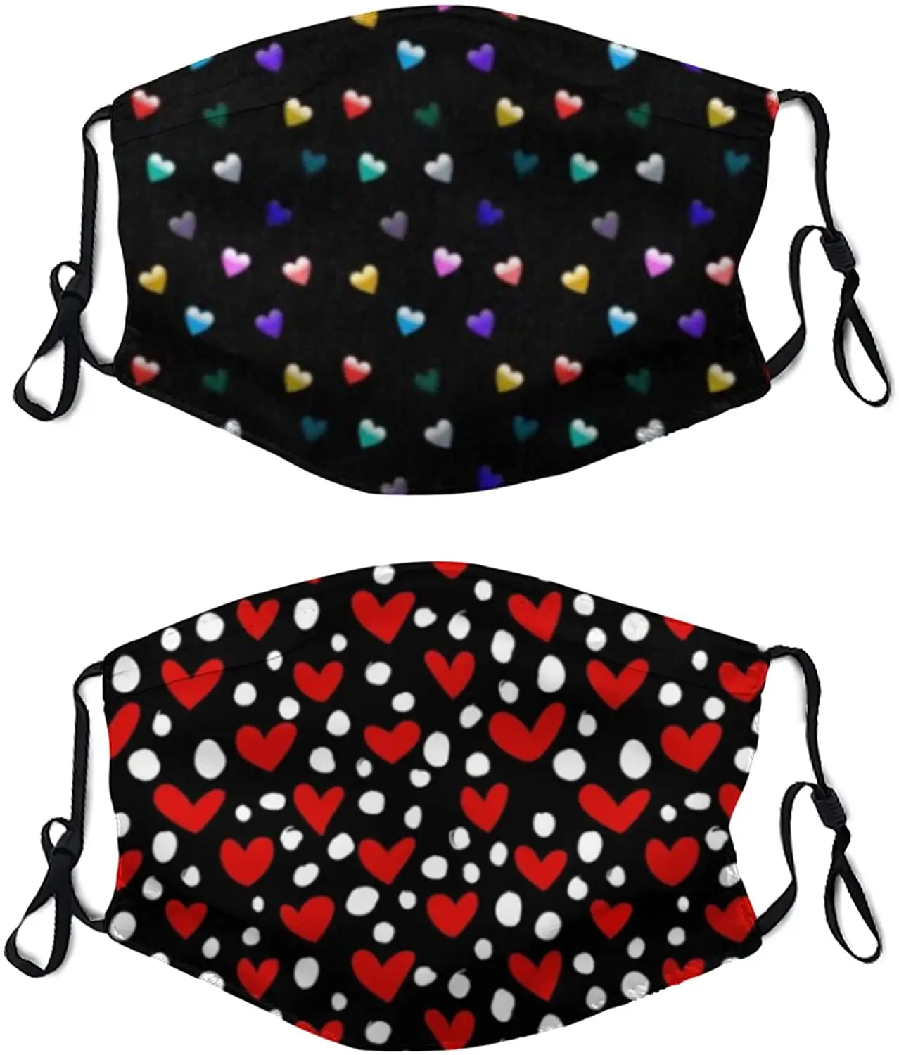 

2Pcs Face Mask Reusable and Adjustable Washable Scarf Bandanas Valentines Mask for Men Women Adult