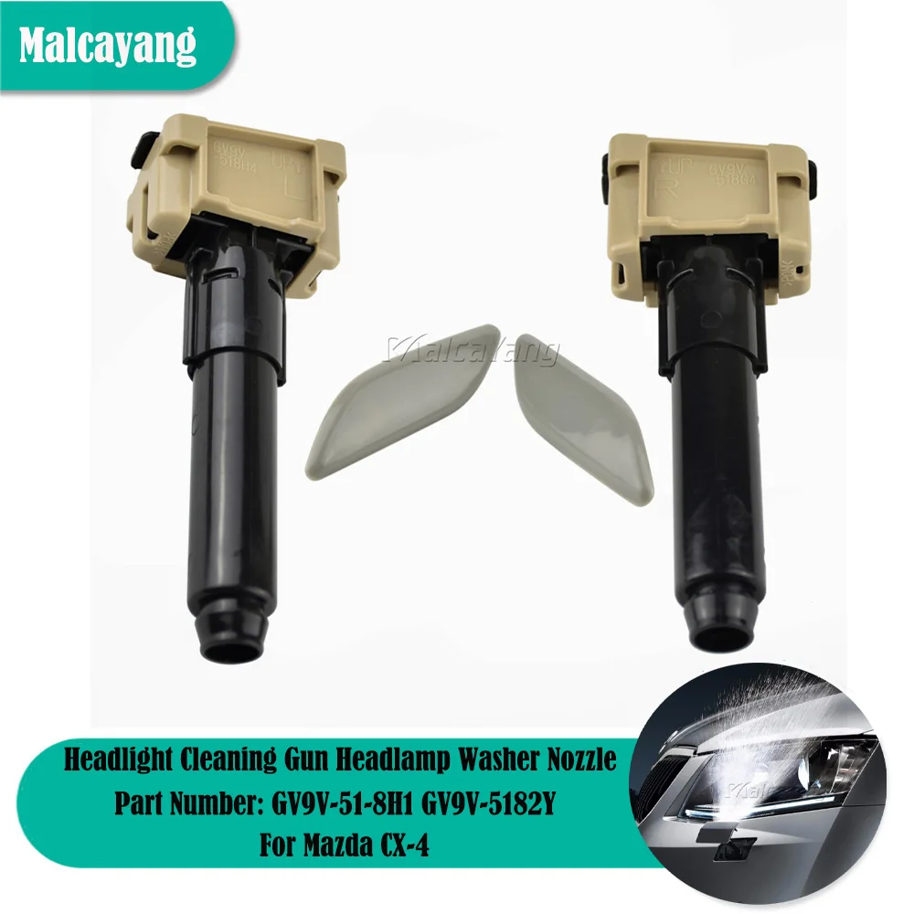 

GV9V-51-8H1 GV9V-5182Y Auto Parts Front Headlight Spray Nozzle pump Jet and Cover Cap For Mazda CX-4