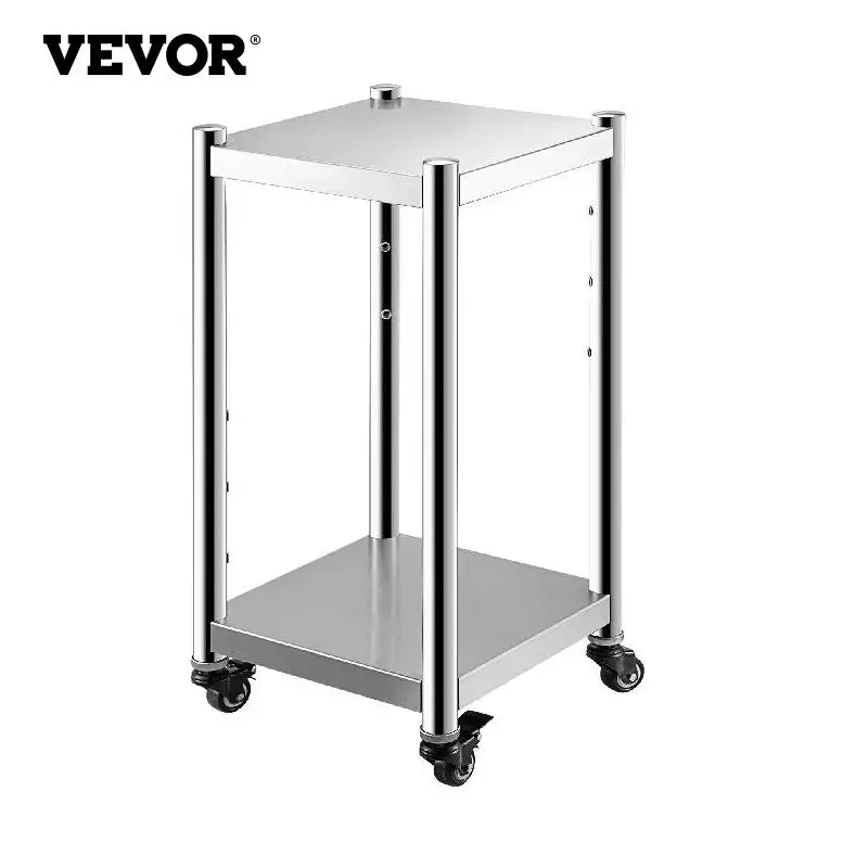 

VEVOR Catering Trolley Cart Rice Warmer Stand Cart with Wheels & Brakes Stainless Steel 14" x 14" for Restaurant, Hotel, School