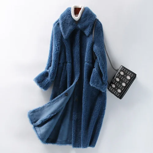 Winter Korean Women Wool Jackets 2023 Elegant Sheep Shearling Coat Female Long Women's Clothing Jaqueta Feminina Gxy644