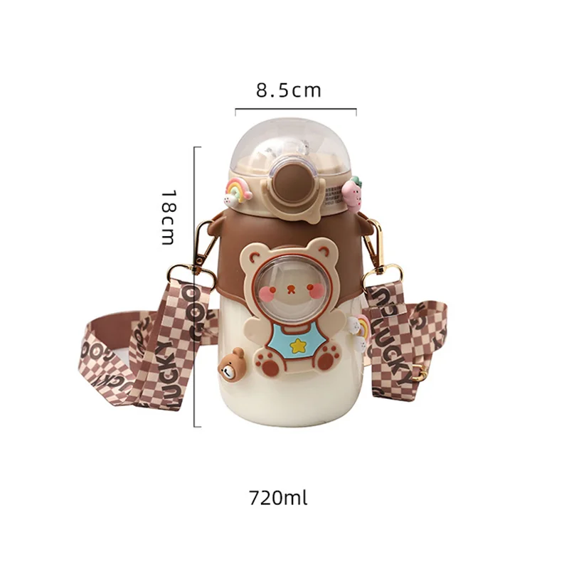 720 мл Kawaii пластиковая бутылка для воды подарок от детей с плечевым ремнем