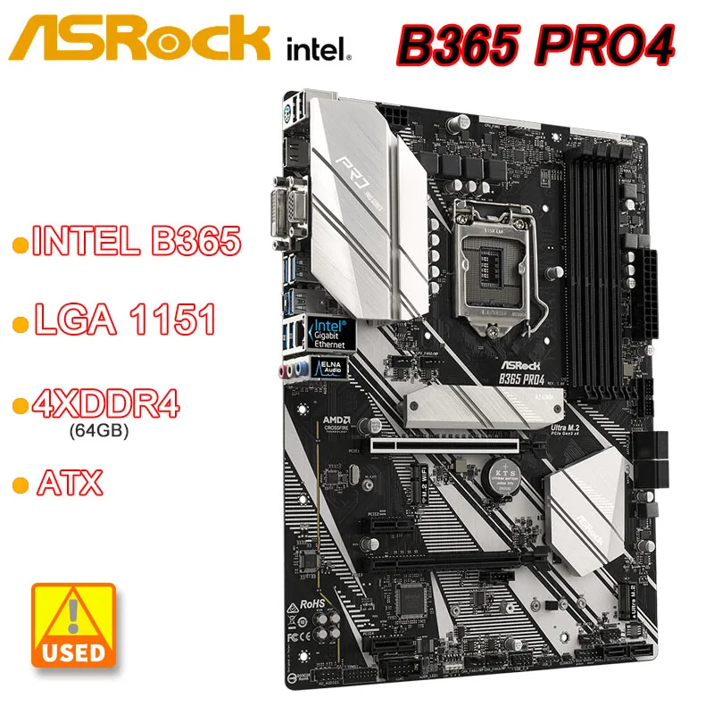 

Материнская плата ASROCK B365 Pro4 LGA1151 Intel B365 4xDDR4 64 Гб HDMI M.2 USB 3,1 ATX поддерживает процессор 9 и 8 поколения Intel Core