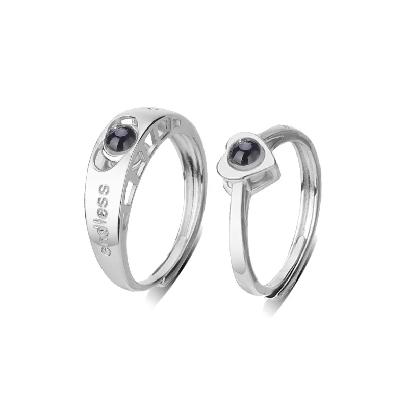 HIBODY Picture Customization 925 Silver Love Couple Projection Ring Unique Lady's Jewelry Without Inlaid Simple Finger Jewelry