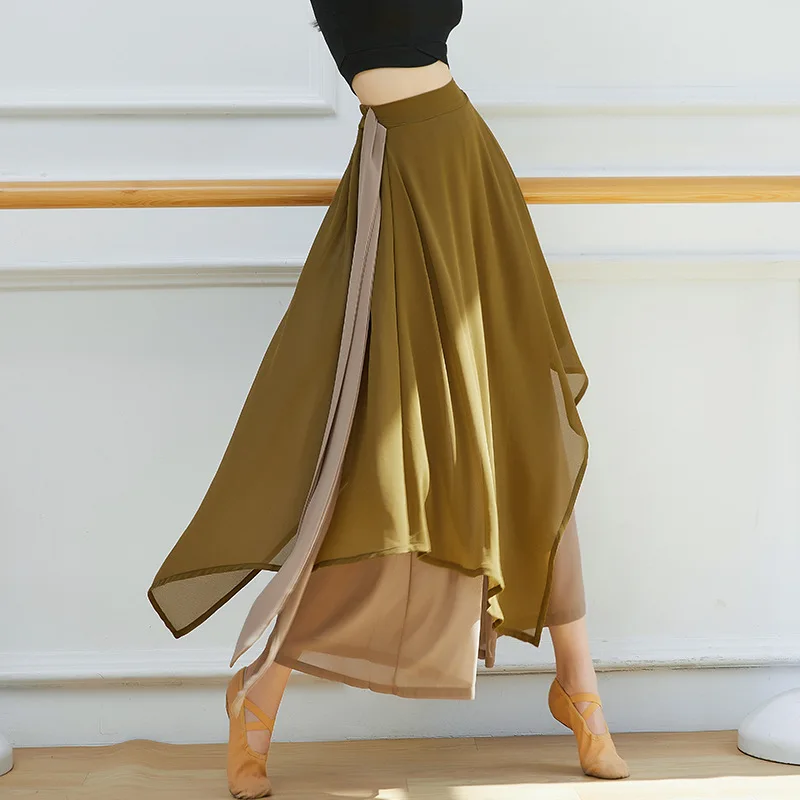 Women Dance Clothes Ancient Style Folk Dance Elegant Wide-Leg Pants Chinese Dance Practice Pants Classical Dance Practice Pants