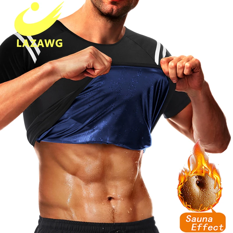 

LAZAWG Men Sauna Suit Heat Trapping Shapewear Sweat Body Shaper Vest Slimmer Compression Thermal Top Gym Fitness Workout Shirt
