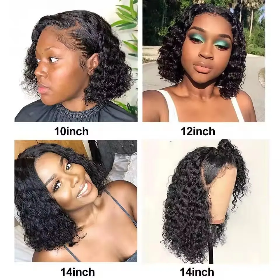 Alidiamond Короткий Боб Парик Человеческих Волос Remy Jerry Curl HD Фронта Шнурка для Женщин