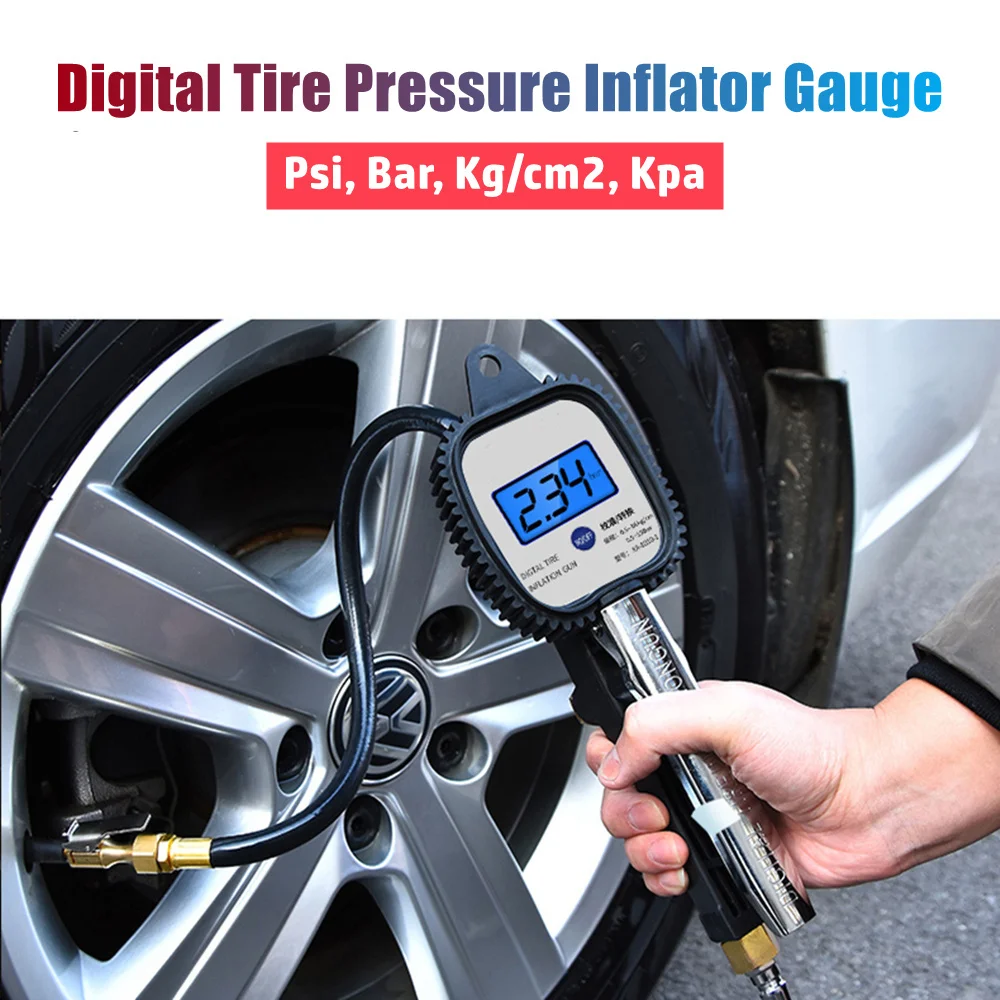 

Digital Car Truck Air Tire Pressure Inflator Gauge LCD Display Dial Meter Vehicle Tester Tyre Inflation Gun Monitoring Tool