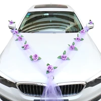 wedding car decoration diy fake flower multicolor car bridal door handle ribbons silk garland with tulle gifts set