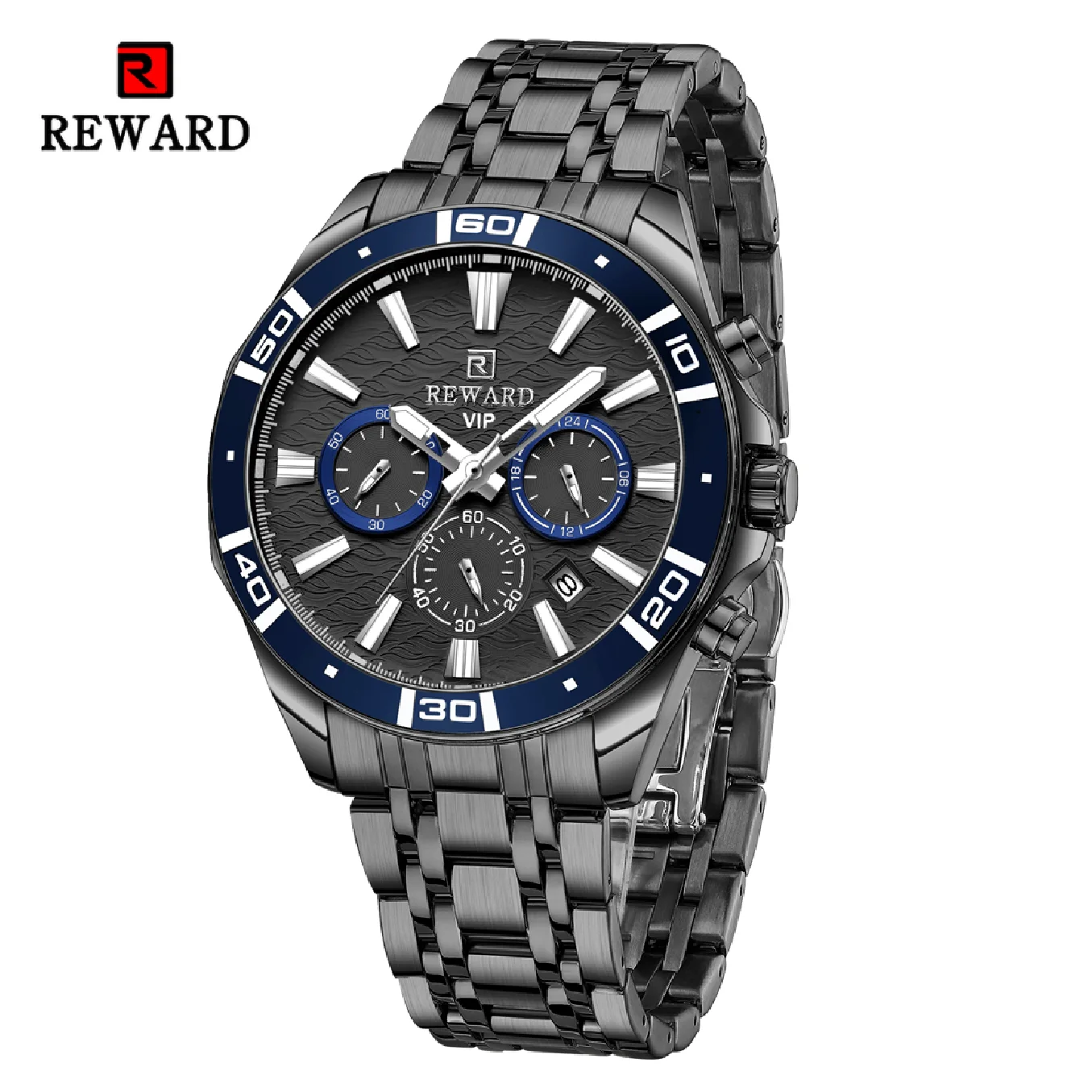 

REWARD Mens Watches Waterproof Luminous Quartz Wristwatch Business Stainless Steel Strap with gift box
