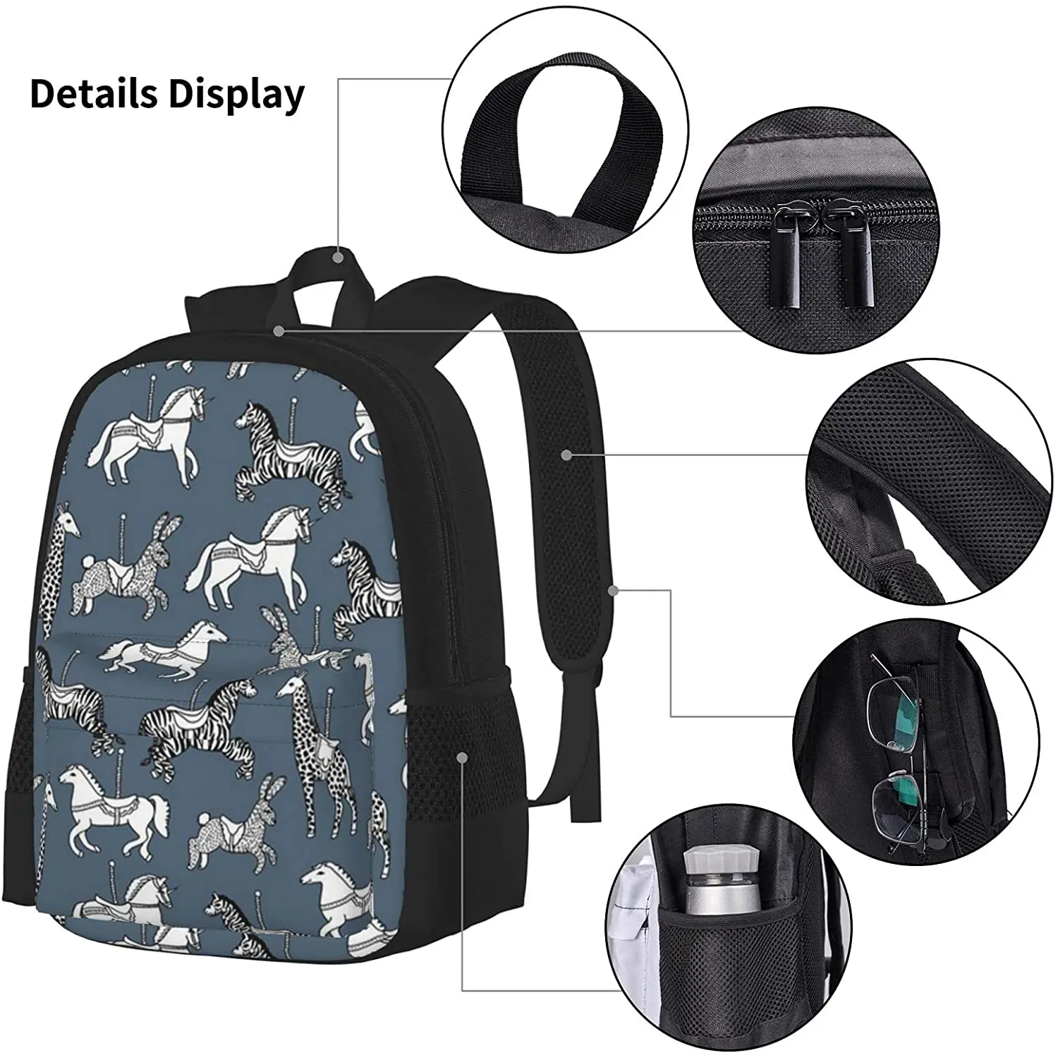 Grey Backpack Set 3-Piece Teen Boys Girls Backpack Messenger Lunch Bag Pencil Case Set