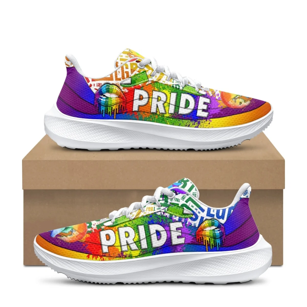 

LGBT Pride Print Women's Casual Sneakers Rainbow Lips Flats Shoes Woman Gradient Footwear Females Spring Summer Loafers Footwear