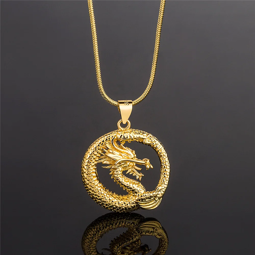 

New Fashion Trend Personality Men's Necklace Pendant Creative Gold Plated Dragon Pendant Necklace Luxury Jewelry Accessories