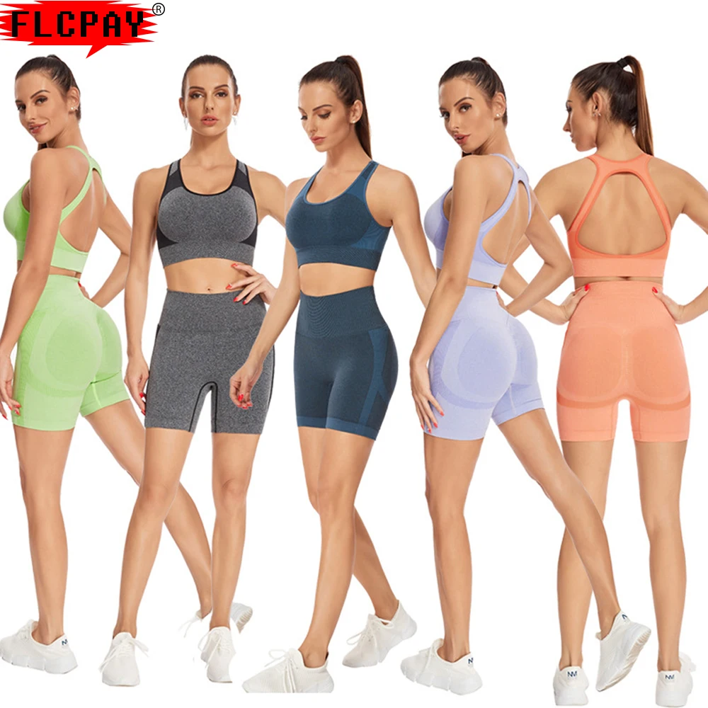 

New Summer Explosion Style Threaded Yoga Suit Tight-Fitting Hip-Lifting Plastic Chest High Waist Large Size Sports Tights