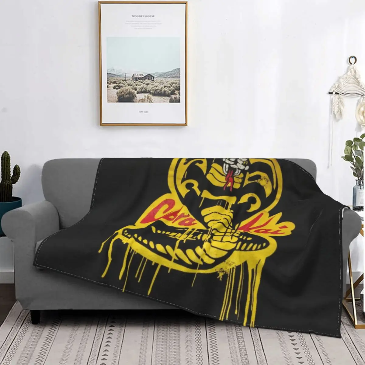 

Blankets Warm Flannel Karate Kid Strike First No Mercy Throw Blanket for Sofa Office Bedspreads Strike Hard Retro Cobra Kai