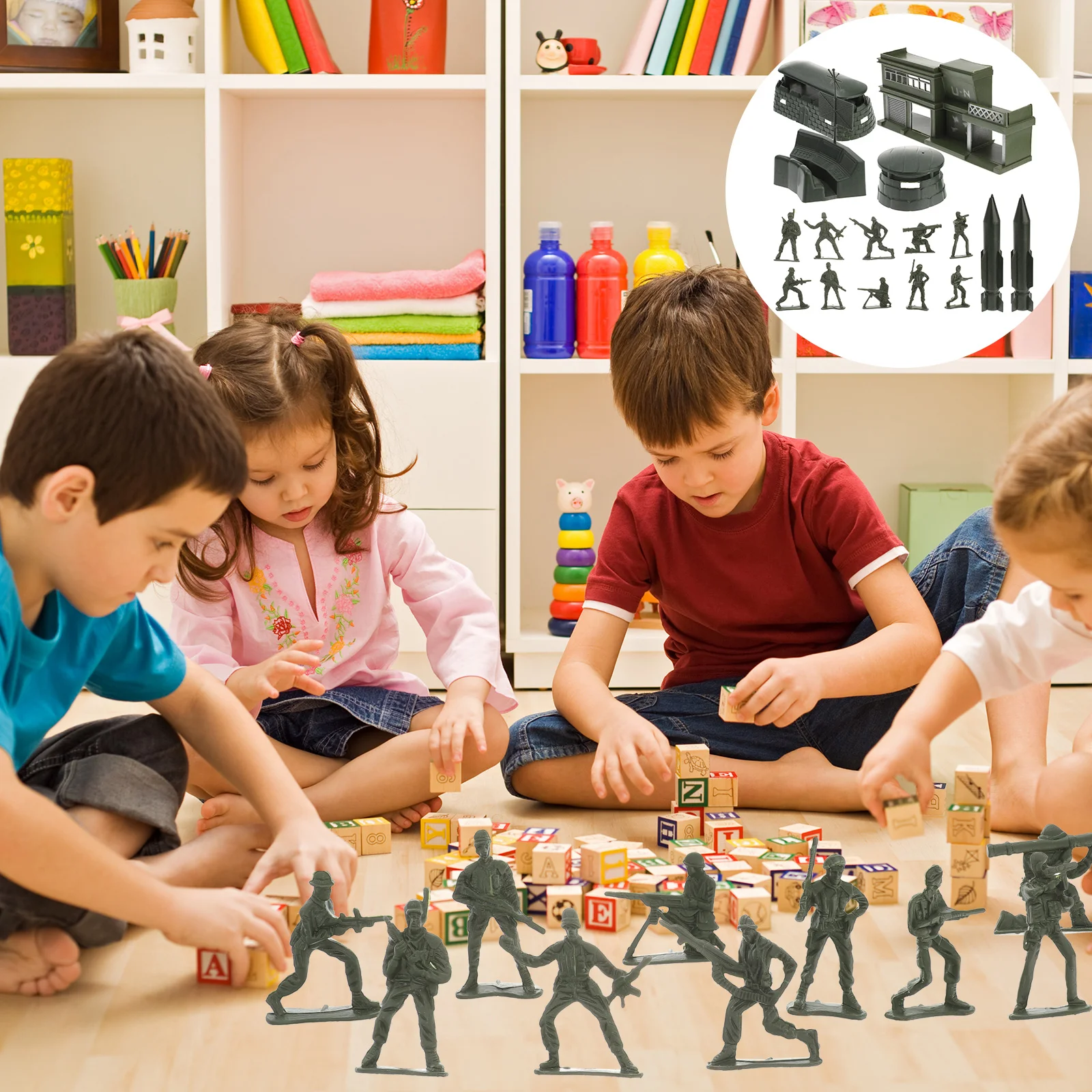 

56 Pcs Number Man Mini Figurines Kids Revolutionary War Toy Soldiers Model