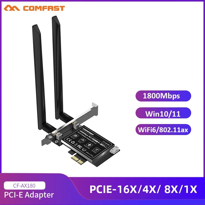 

Comfast высокоскоростной Wi-Fi 6 PCI-E беспроводной адаптер двухдиапазонный 1800 Мбит/с 801.ax сетевая карта Bluetooth 5,2 для настольного ПК Win10/11