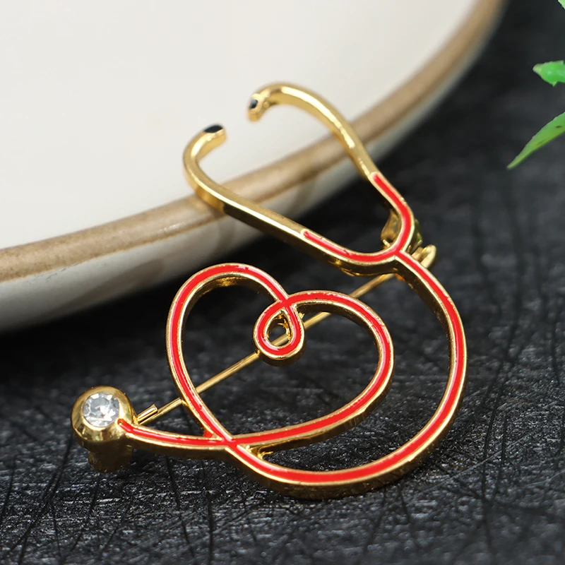 

Medical Medicine Brooch Pin Stethoscope Electrocardiogram Heart Pin Nurse Doctor Bag Gift Jewelry Brooch Clothes Decoration