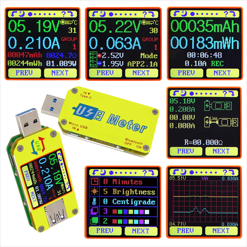 UM34 UM34C DC Вольтметр Амперметр измеритель напряжения тока для APP USB 3.0 Type-C Батарея