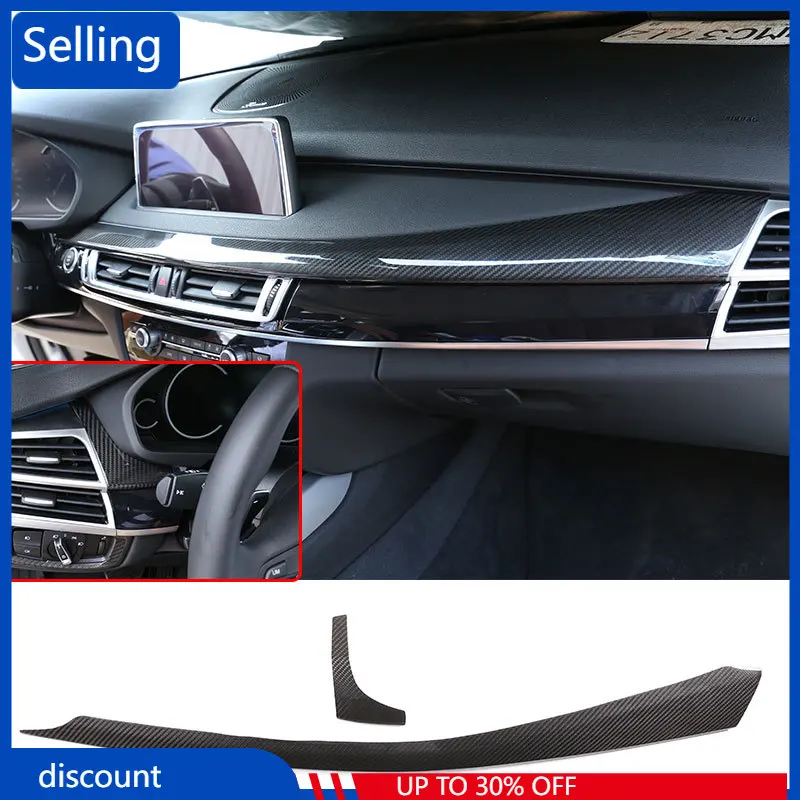 

For BMW X5 F15 X6 F16 2015-2018 Car Accessories 2 Pcs Interior Dashboard Decoration Panel Trim LHD Real Carbon Fiber fast ship