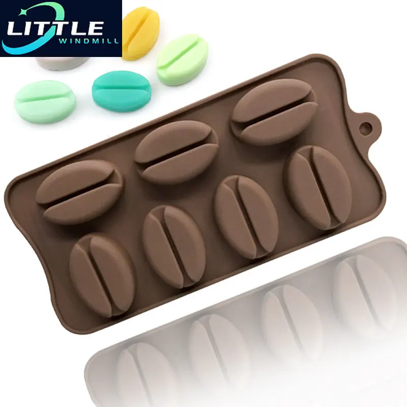 

7 Holes Coffee Bean Chocolate Silicone Mold Ice Cube Tray Handmade Bar Soap Cake Fondant Decorating Mold Kitchen Bakeware