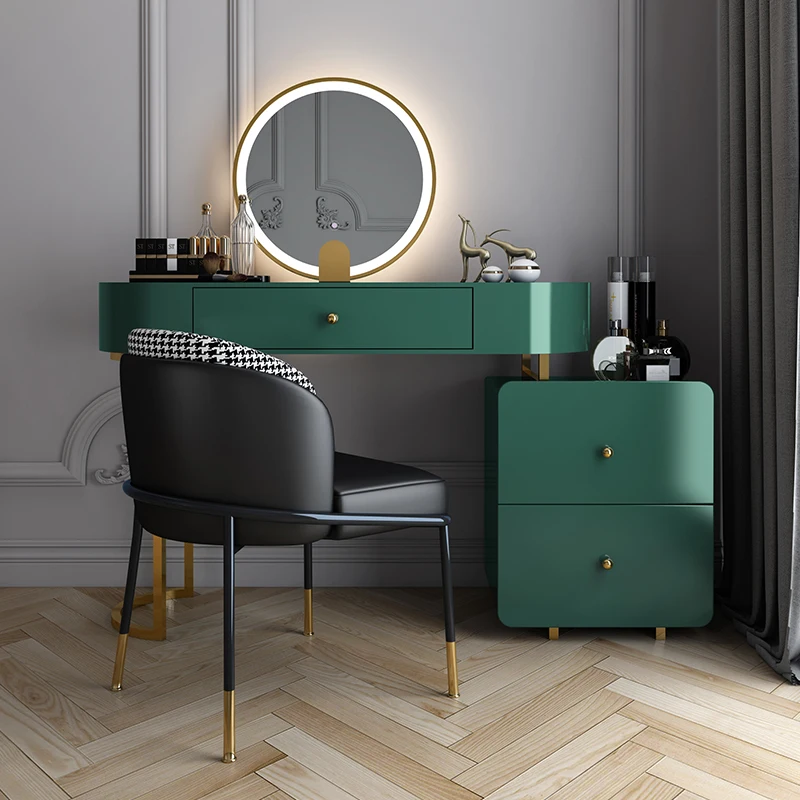 

Nordic Bedroom Furniture Dressing Table Mirrored with Drawers Apartment Modern Storage Cabinet Integrated Household Makeup Table