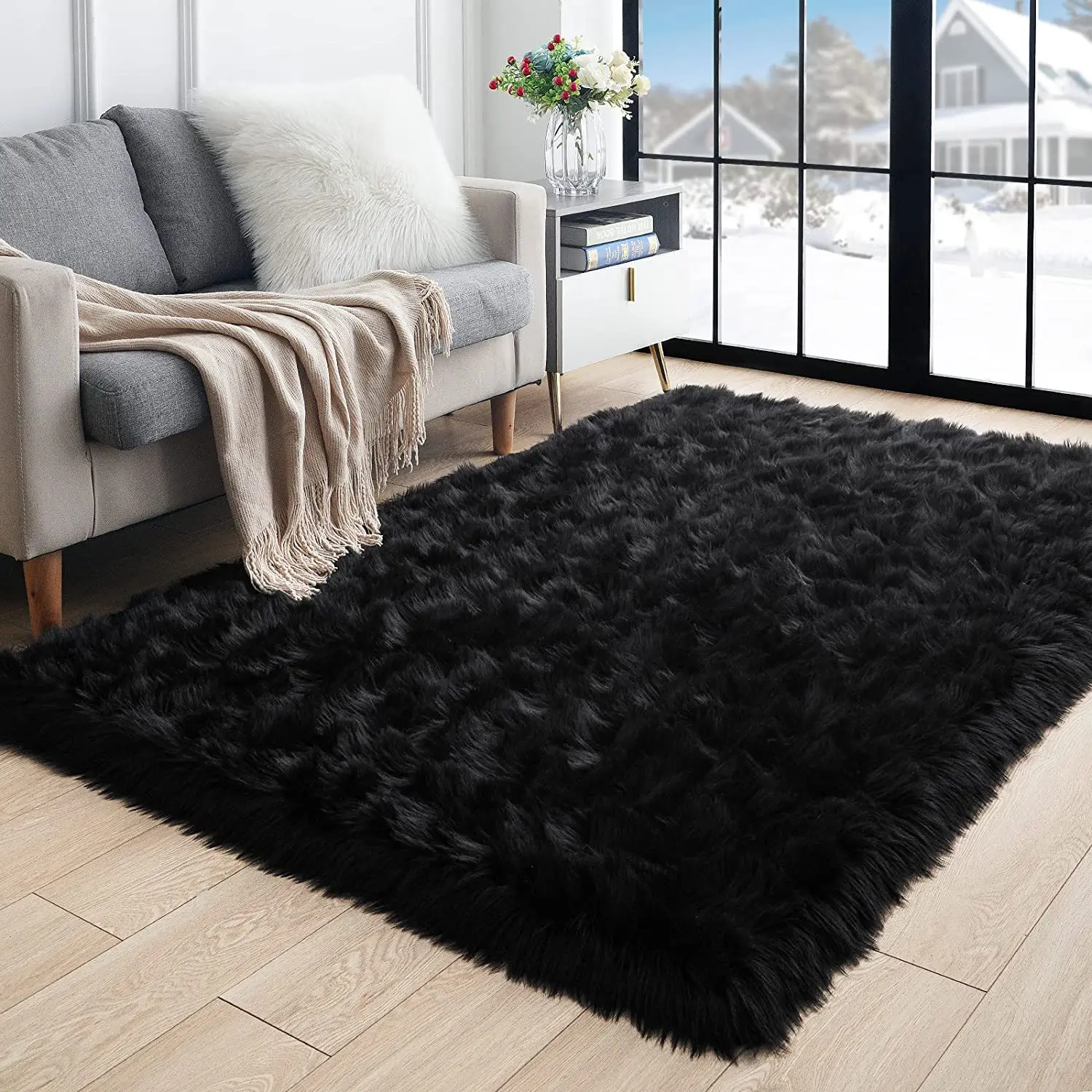 

Sheepskin Plush Carpet Faux Fur Rugs Sofas For Bedroom Living Room Door Mat Room Decor for Children Sleeping Room Rugs