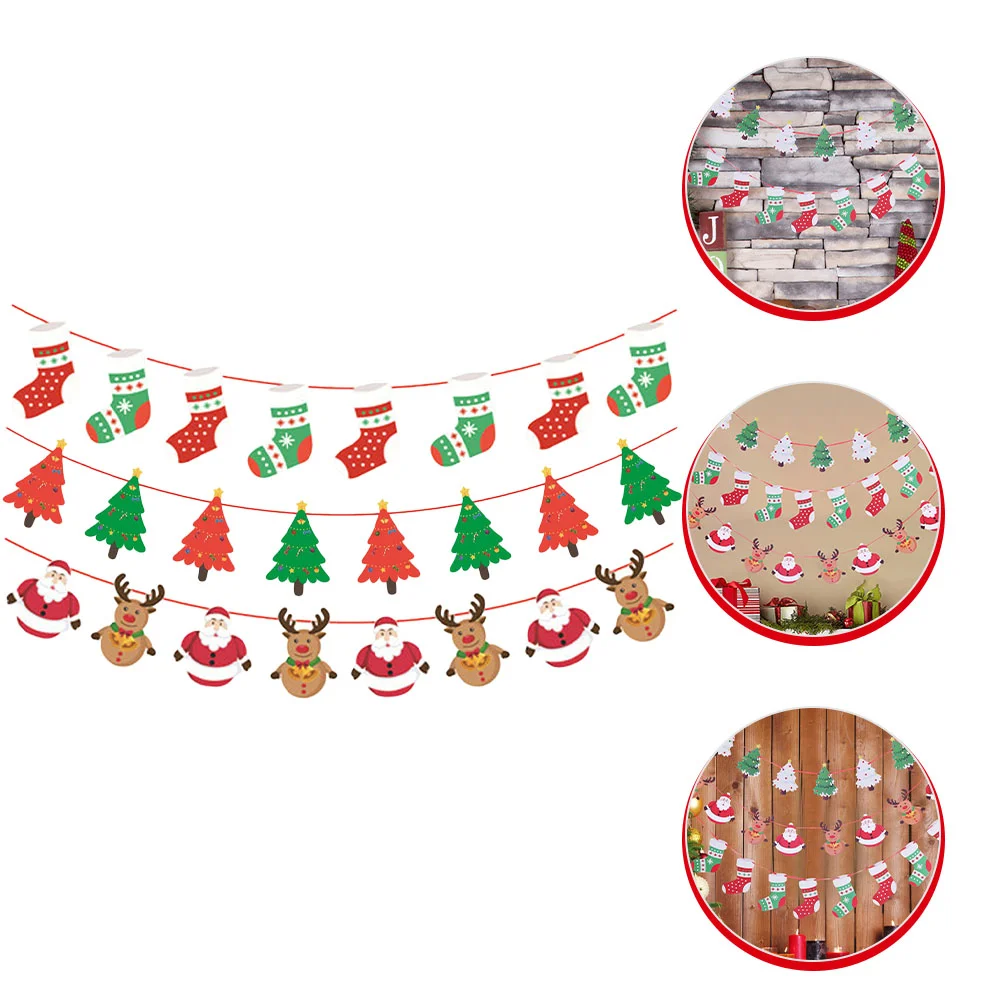 

3pcs Christmas Hanging Decor Christmas Wall Decor Christmas Supplies Christmas Christmas Hanging Flag