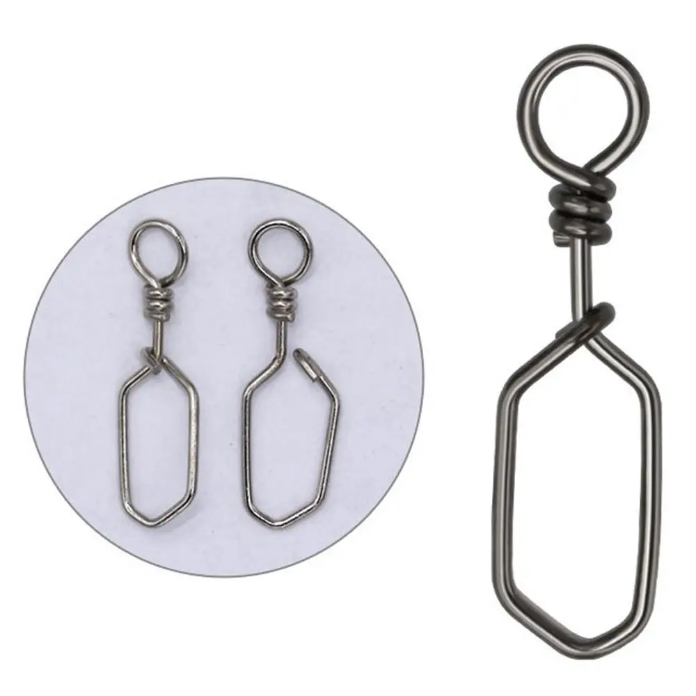 

100pcs High Quality Line tackle Portable Stainless Steel Connector Barrel Swivel Fast lock Fishing Hanging Snap
