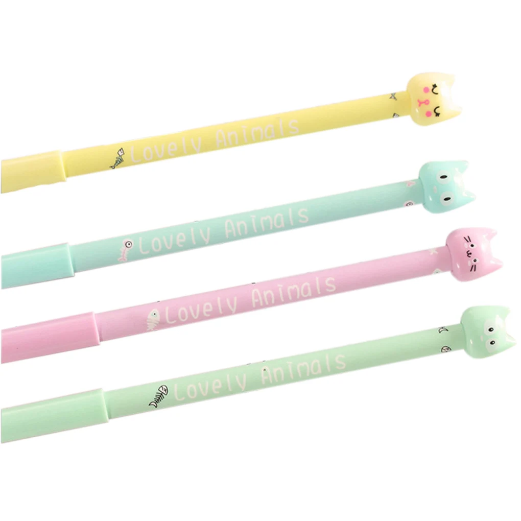 

4 шт. Симпатичные гелевые чернильные ручки с мультяшным котом, детский подарок
