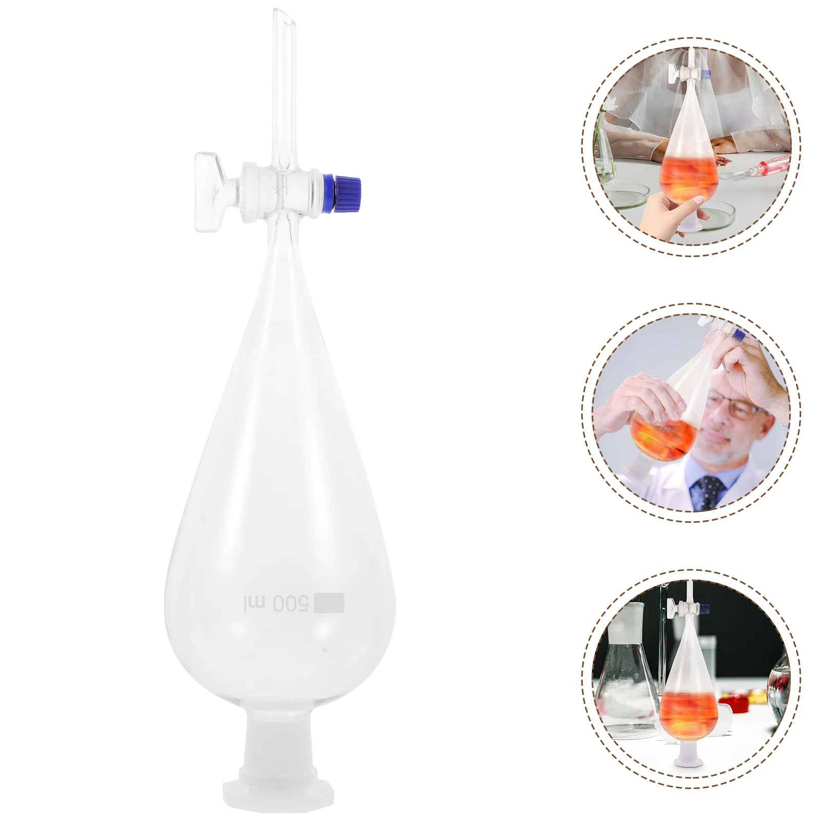 

Pear Shaped Separatory Funnel Clear Flask Connector High Borosilicate Extra Large