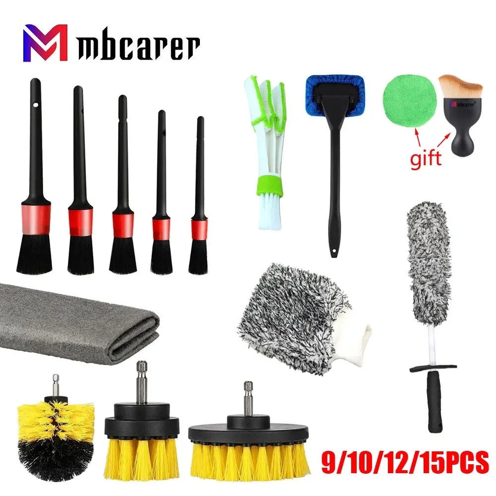 

Detailing Brush Set Car Cleaning Brushes Power Scrubber Drill Brush For Car Leather Air Vents Rim Cleaning Dirt Dust Clean Tools