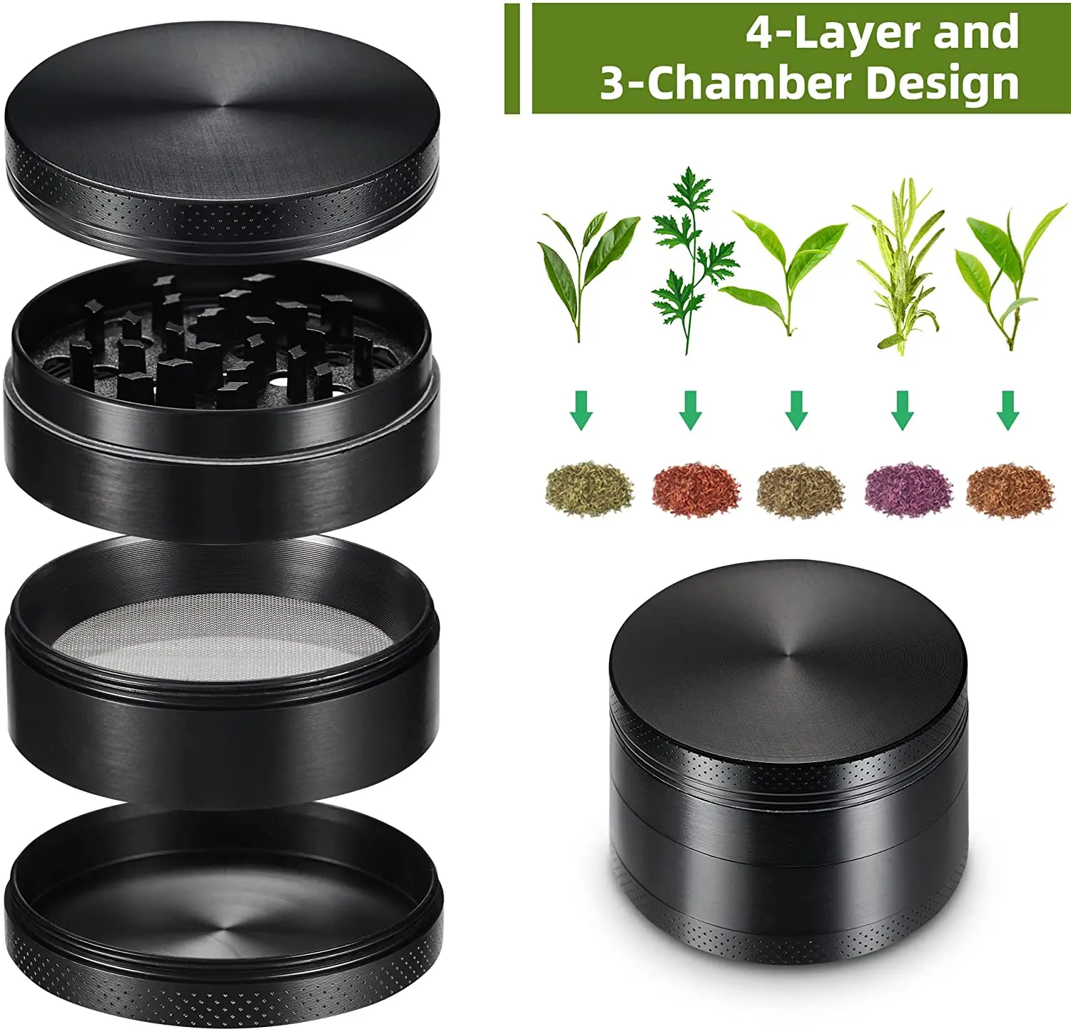 

40mm 4-Layer Aluminum Herbal Herb Tobacco Grinders for Smoking Tobacco Cutting Pipe Accessories Tobacco Pipes Pipas Fumar