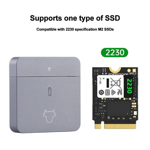M.2 NVMe 2230 Чехол для мобильного твердотельного диска USB3.2 Gen2 Корпус SSD из алюминиевого сплава Внешний SSD-накопитель M Key для M2 2230 SSD