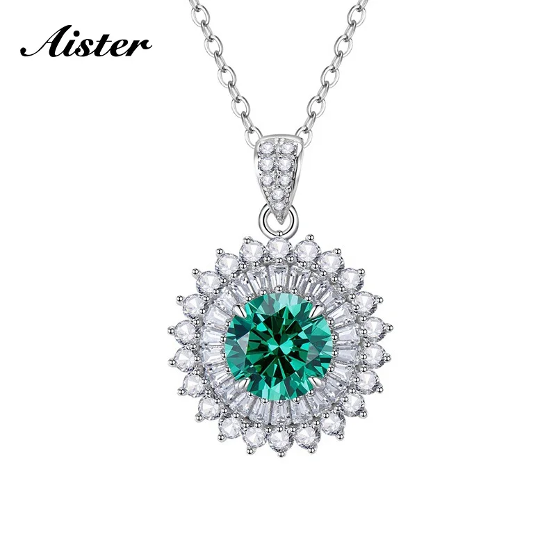 

Paraiba Cubic Zirconia Diamonds Pendant S925 Silver Necklace for Woman's Gift